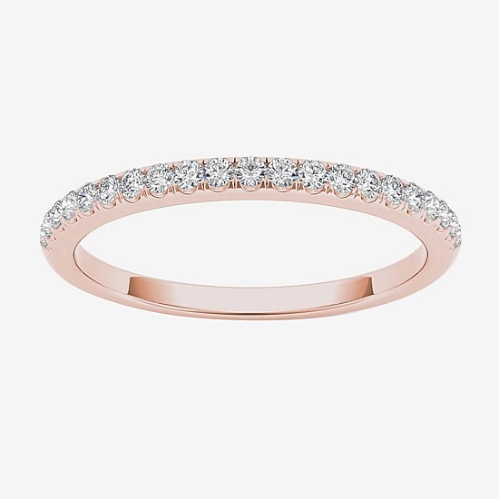 Womens 2MM 1/6 CT. T.W. Natural White Diamond 10K Gold Wedding Band