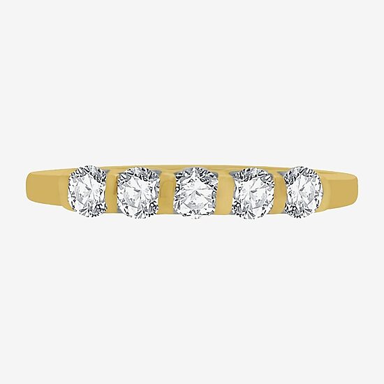 (H-I / I1) Womens 1/2 CT. T.W. Lab Grown White Diamond 10K Gold 5-Stone Anniversary Band