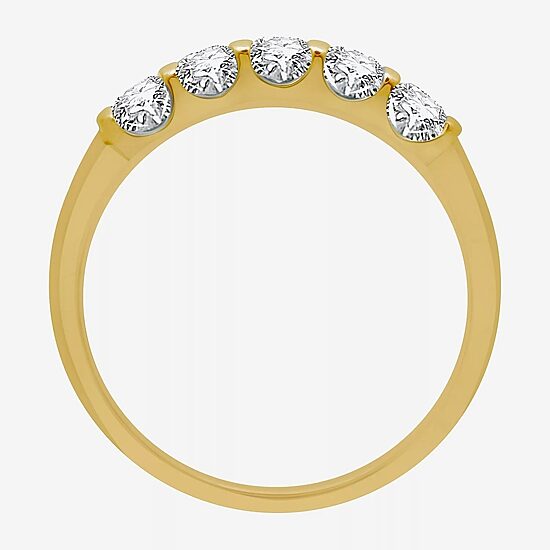 (H-I / I1) Womens 1/2 CT. T.W. Lab Grown White Diamond 10K Gold 5-Stone Anniversary Band