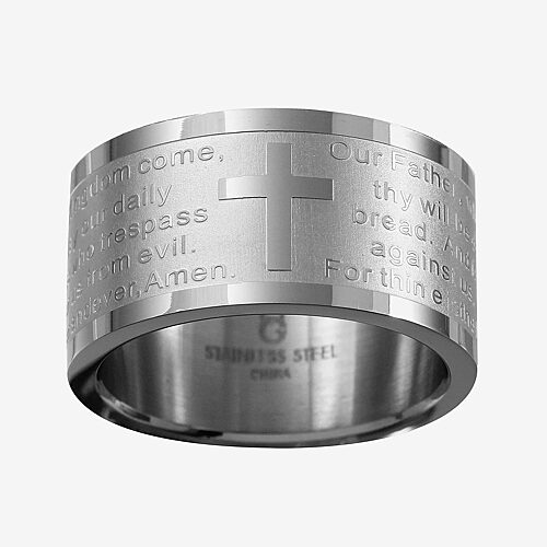Modern Bride Mens Stainless Steel Lord's Prayer Wedding Band In No Color