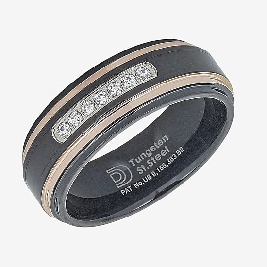 Mens 8MM 1/7 CT. T.W. Natural White Diamond Tungsten Wedding Band