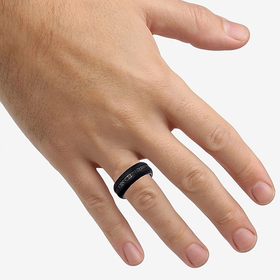 Mens 8MM 1/5 CT. Natural Black Diamond Tungsten Wedding Band
