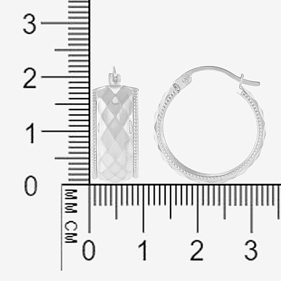 Womens 10K White Gold 22mm Round Hoop Earrings