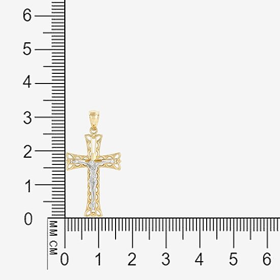 14K Two-Tone Gold Crucifix Cross Pendant