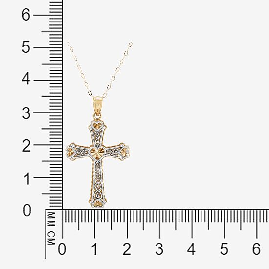 Women's 14K Two-Tone Gold Heart Cross Pendant