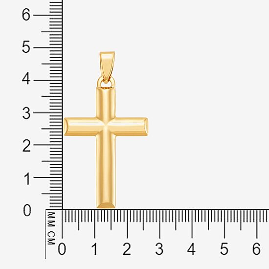 14K Yellow Gold High-Polish Hollow Cross Charm