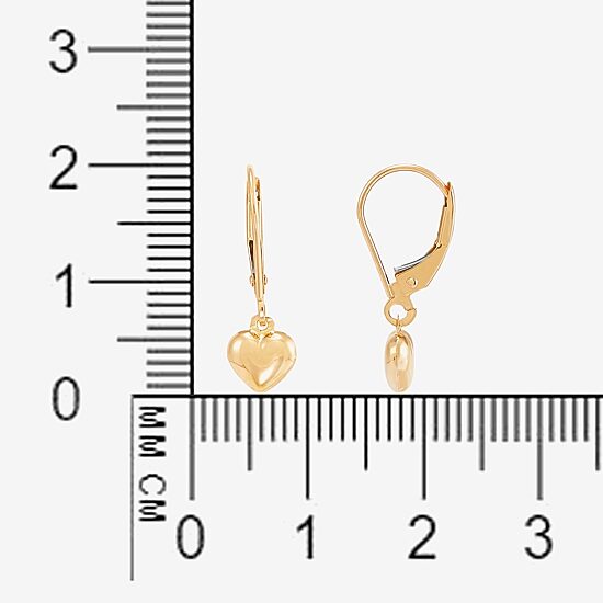Girls 10K Gold Heart Drop Earrings