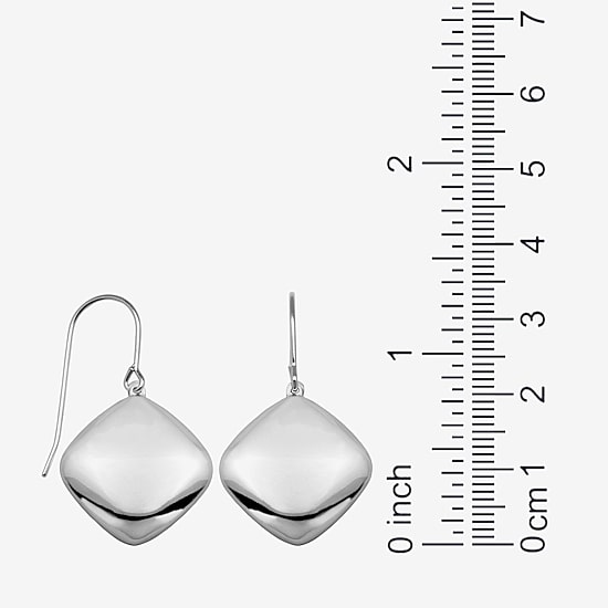 Womens Sterling Silver Diamond Drop Earrings