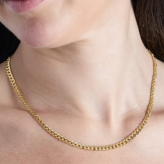 Made in Italy Womens 24K Gold Over Silver 18 Inch Curb Chain Necklace