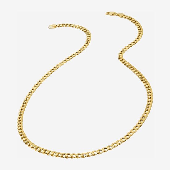 Made in Italy Womens 24K Gold Over Silver 18 Inch Curb Chain Necklace