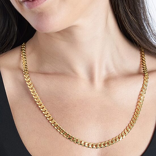 Made in Italy Mens 24K Gold Over Silver 24 Inch Curb Chain Necklace