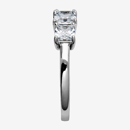 Womens 1 1/3 CT. T.W. Cubic Zirconia Platinum Over Silver Square 3-Stone Engagement Ring