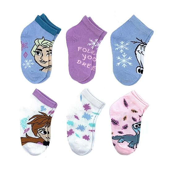 Toddler Girls Multi-Pack 6 Pair Frozen Quarter Ankle Socks