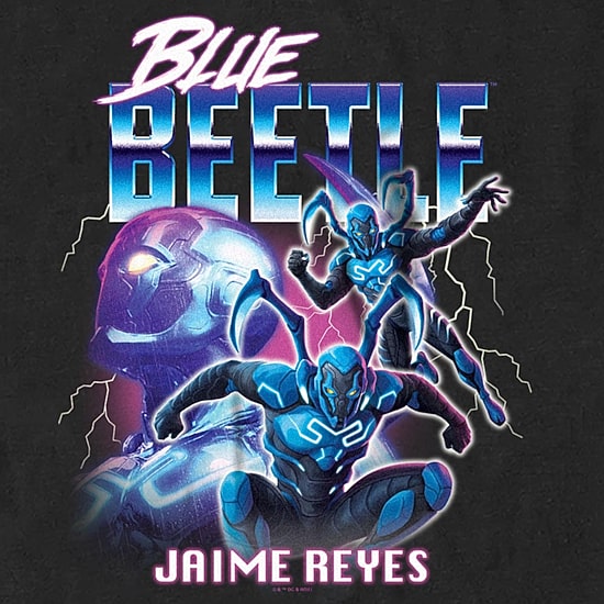Mens Crew Neck Short Sleeve Blue Beetle Graphic T-Shirt