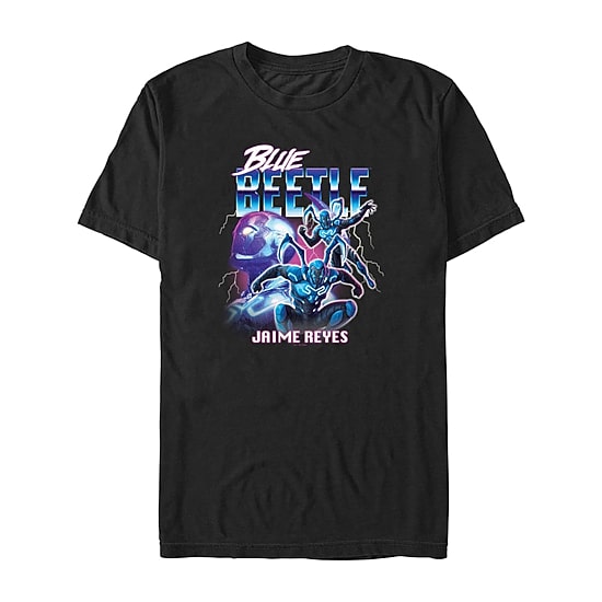 Mens Crew Neck Short Sleeve Blue Beetle Graphic T-Shirt