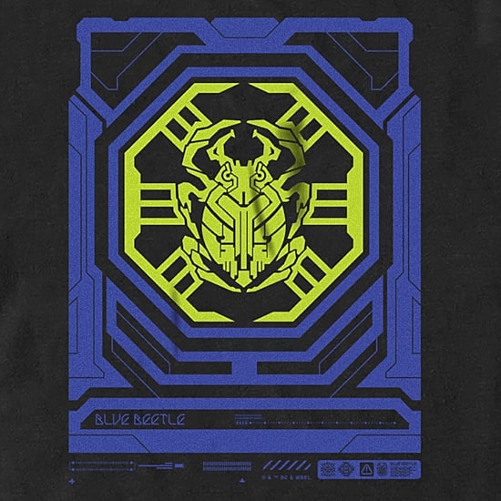 Mens Crew Neck Short Sleeve Blue Beetle Graphic T-Shirt