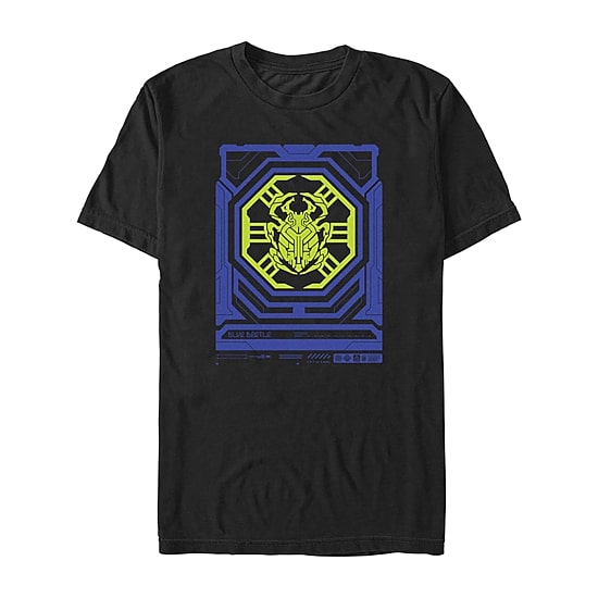 Mens Crew Neck Short Sleeve Blue Beetle Graphic T-Shirt