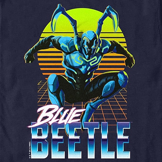 Mens Crew Neck Short Sleeve Blue Beetle Graphic T-Shirt