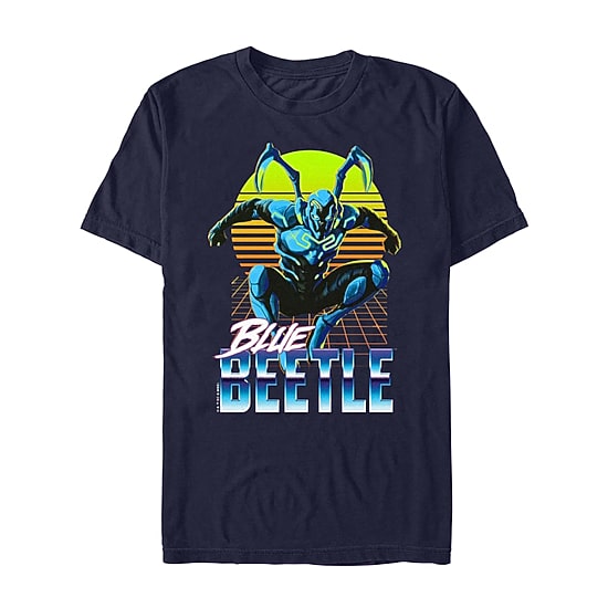 Mens Crew Neck Short Sleeve Blue Beetle Graphic T-Shirt