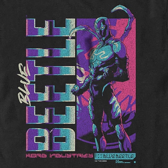 Mens Crew Neck Short Sleeve Blue Beetle Graphic T-Shirt