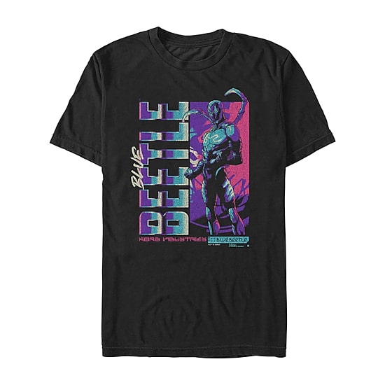 Mens Crew Neck Short Sleeve Blue Beetle Graphic T-Shirt