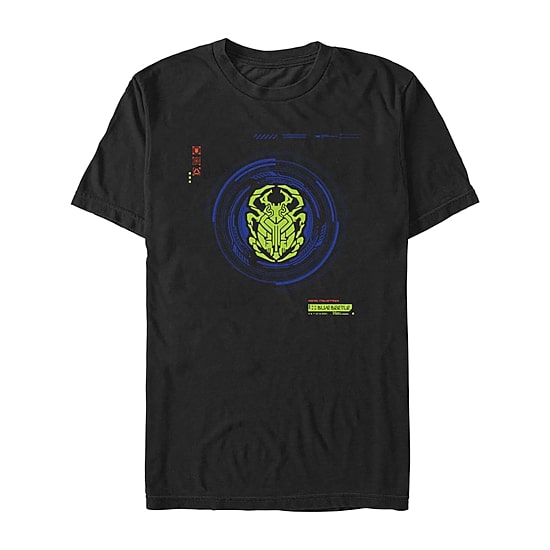 Mens Crew Neck Short Sleeve Blue Beetle Graphic T-Shirt