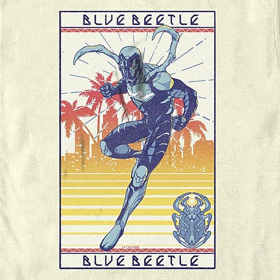 Mens Crew Neck Short Sleeve Blue Beetle Graphic T-Shirt