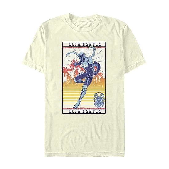 Mens Crew Neck Short Sleeve Blue Beetle Graphic T-Shirt