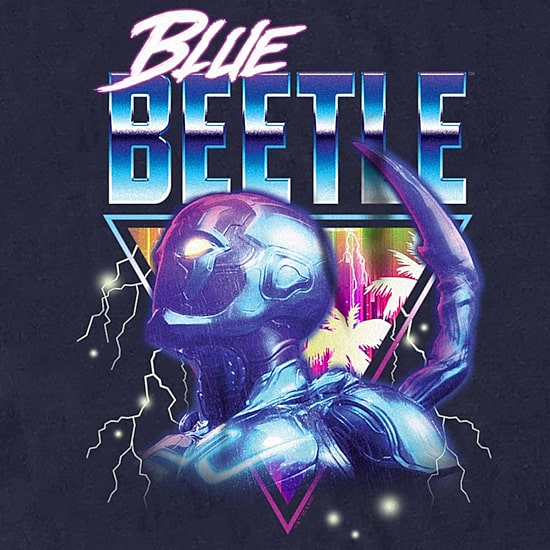 Mens Crew Neck Short Sleeve Blue Beetle Graphic T-Shirt