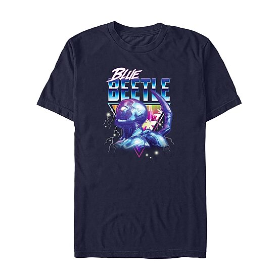 Mens Crew Neck Short Sleeve Blue Beetle Graphic T-Shirt