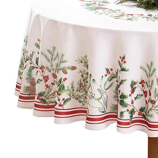 Threadmade Winter Holiday Berry Tablecloth