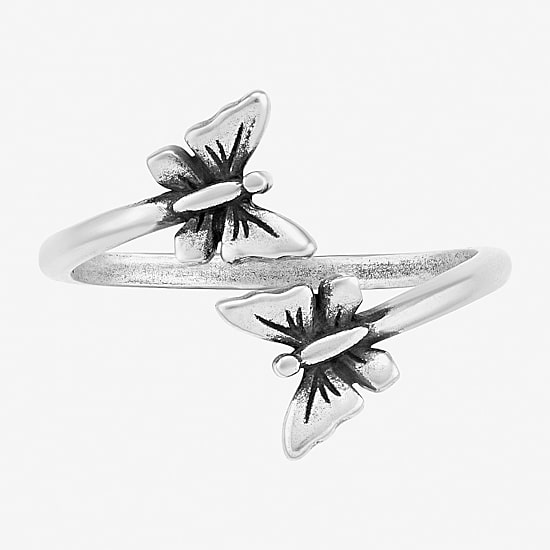 Silver Treasures Womens Sterling Silver Butterfly Bypass  Stackable Ring