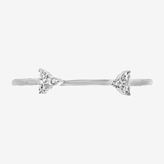 Silver Treasures Womens White Cubic Zirconia Sterling Silver Stackable Ring