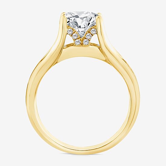 (F,Vs2) Womens 2 CT. T.W. Lab Grown White Diamond 10K Gold Round Side Stone Engagement Ring