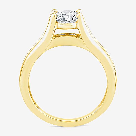 (F,Vs2) Womens 2 CT. T.W. Lab Grown White Diamond 10K Gold Oval Side Stone Engagement Ring