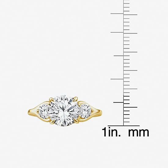 Grown Gorgeous (F, Vs2) Womens 2 3/4 CT. T.W. Lab Grown White Diamond 14K Gold or Platinum Round Side Stone 3-Stone Engagement Ring