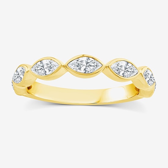 (F / Vs2) Womens 1 CT. T.W. Lab Grown White Diamond 10K Gold Marquise Band