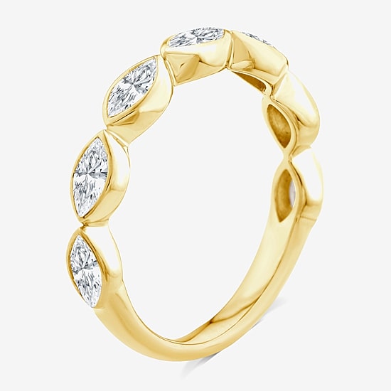 (F / Vs2) Womens 1 CT. T.W. Lab Grown White Diamond 10K Gold Marquise Band