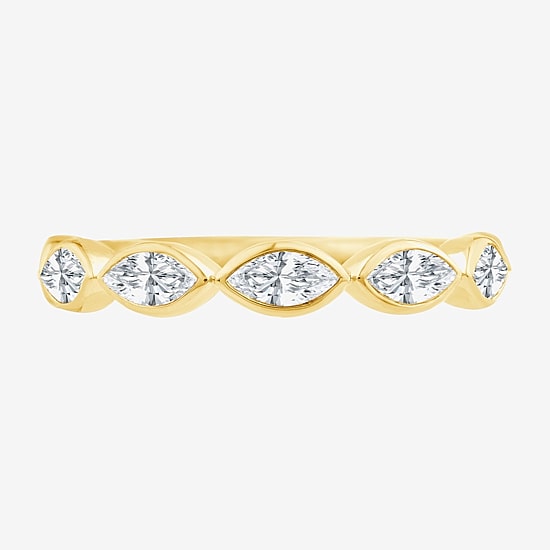 (F / Vs2) Womens 1 CT. T.W. Lab Grown White Diamond 10K Gold Marquise Band