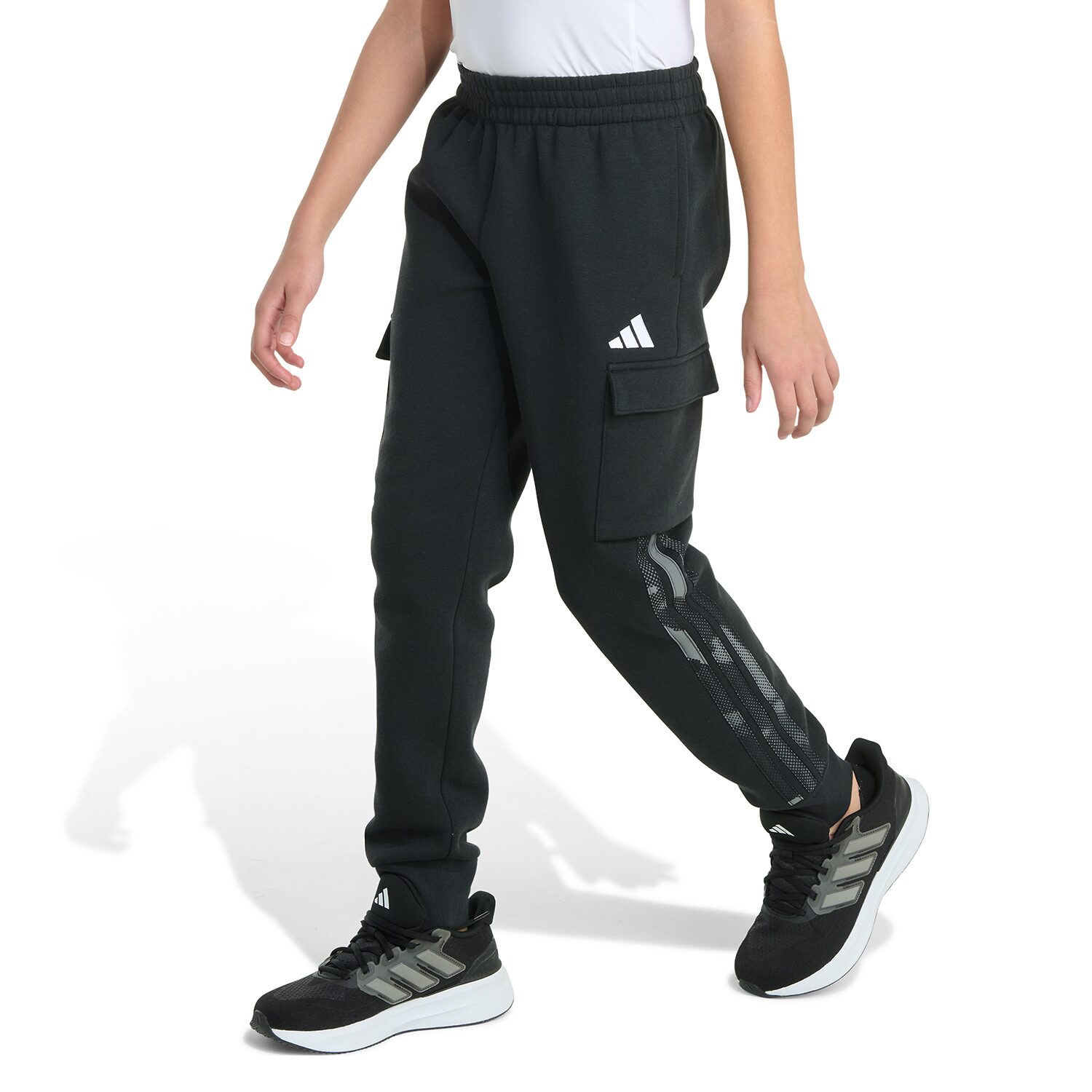 adidas Big Kid Boys Drawstring Waist Cuffed Mid Rise Regular Fit Fleece Jogger Pant