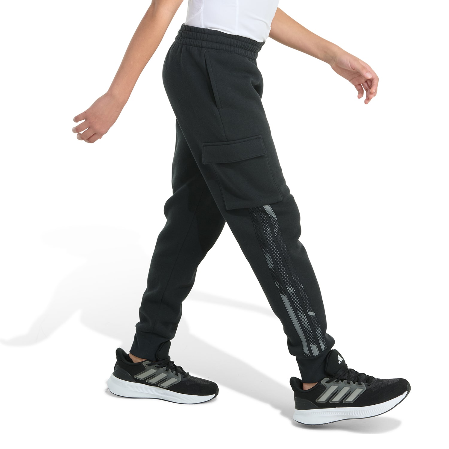 adidas Big Kid Boys Drawstring Waist Cuffed Mid Rise Regular Fit Fleece Jogger Pant