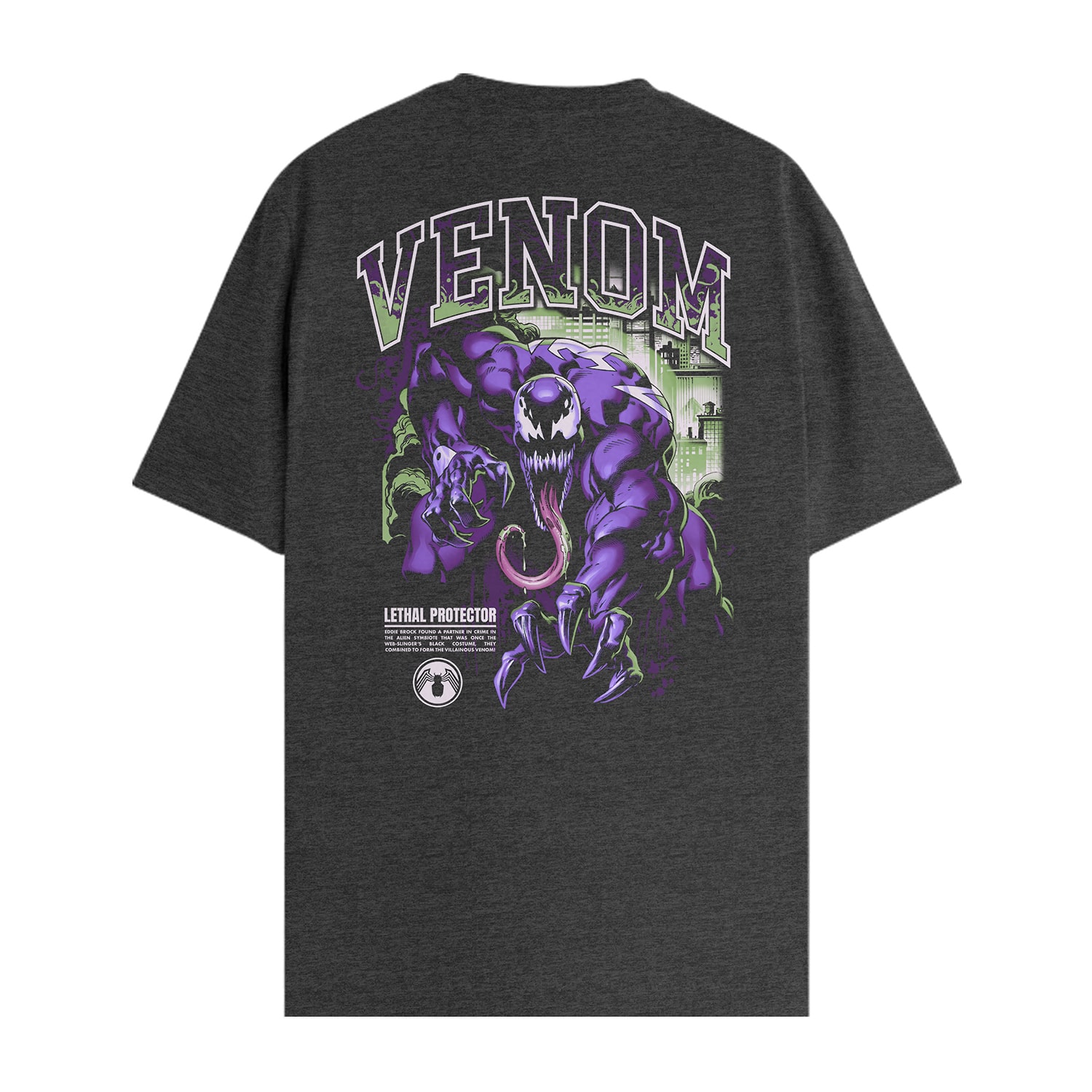 Mens Crew Neck Short Sleeve Regular Fit Spiderman Venom Graphic T-Shirt