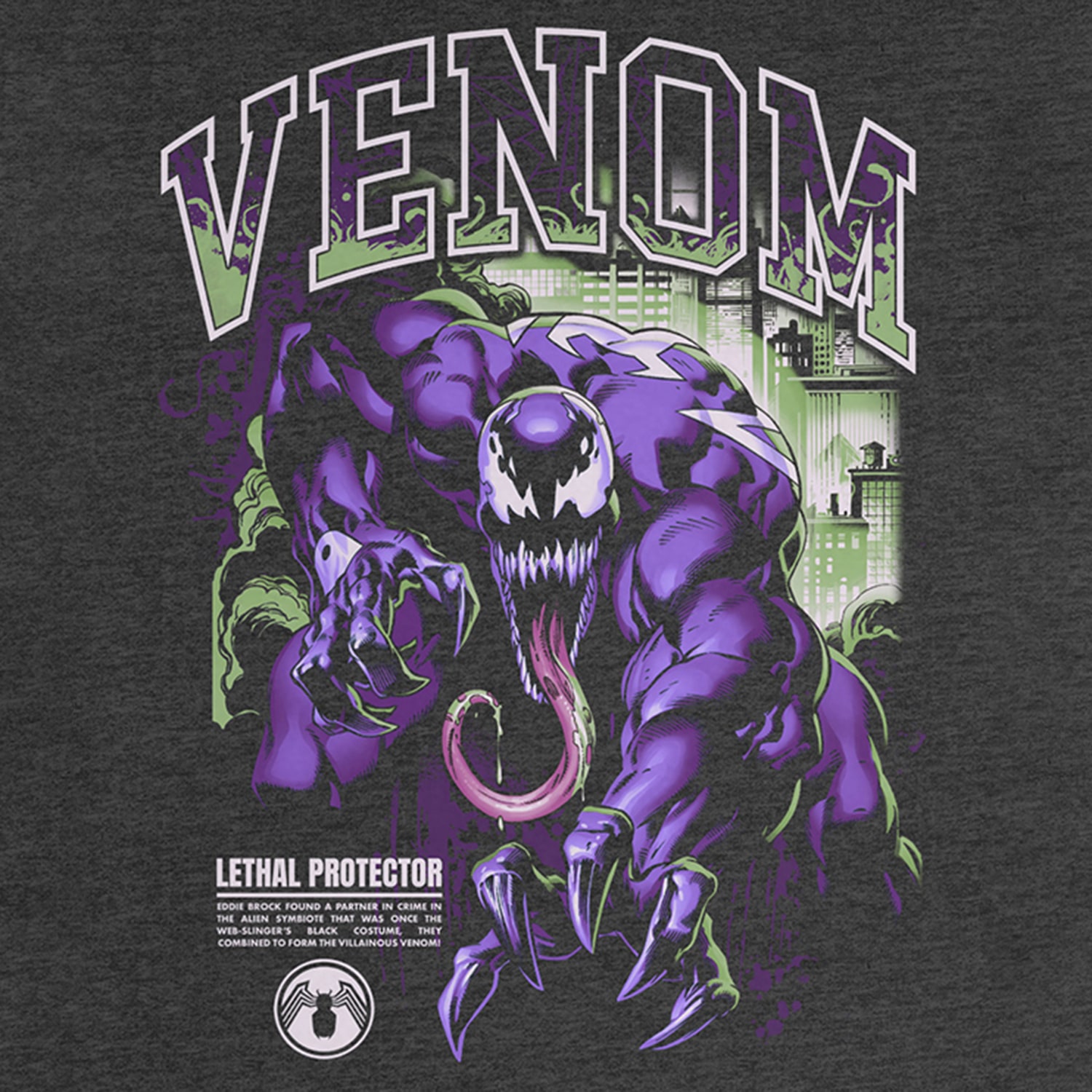 Mens Crew Neck Short Sleeve Regular Fit Spiderman Venom Graphic T-Shirt