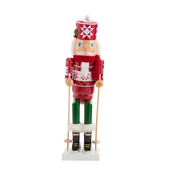 North Pole Trading Co. 14in Ski Man Wood Christmas Nutcracker