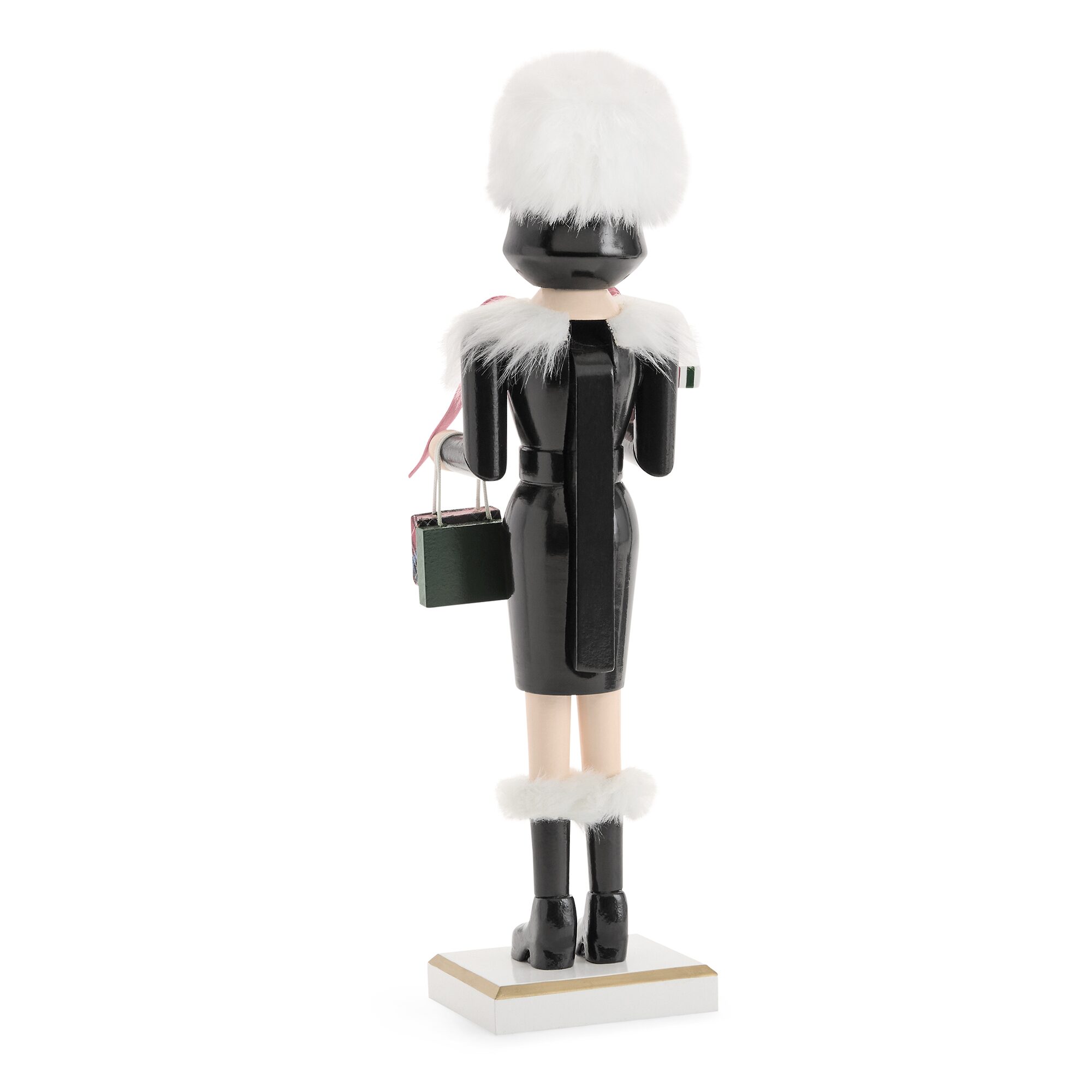 North Pole Trading Co. 14in Shopper Girl Wood Christmas Nutcracker