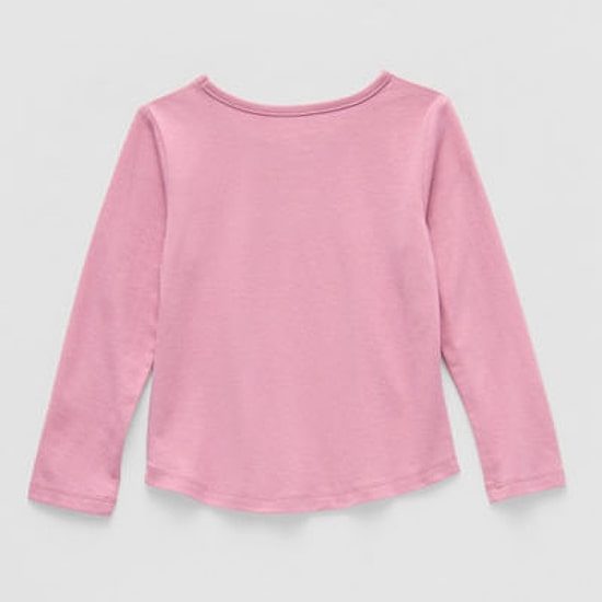 Okie Dokie Toddler & Little Girls Round Neck Long Sleeve Regular Fit Graphic T-Shirt