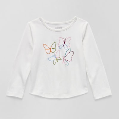 Okie Dokie Toddler & Little Girls Round Neck Long Sleeve Regular Fit Graphic T-Shirt