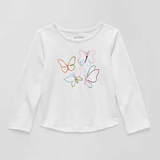 Okie Dokie Toddler & Little Girls Round Neck Long Sleeve Regular Fit Graphic T-Shirt