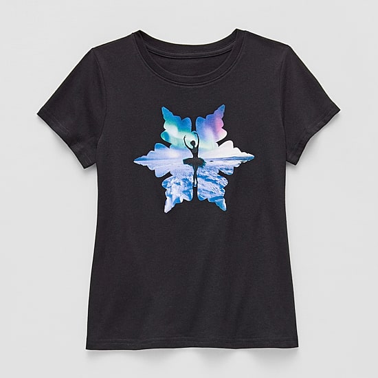 Xersion Little & Big Kid Girls Crew Neck Short Sleeve Regular Fit Graphic T-Shirt