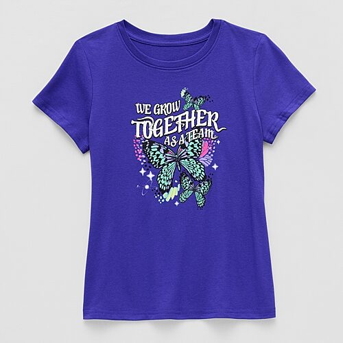 Xersion Little & Big Kid Girls Crew Neck Short Sleeve Regular Fit Graphic T-Shirt, X-large (16), Purple